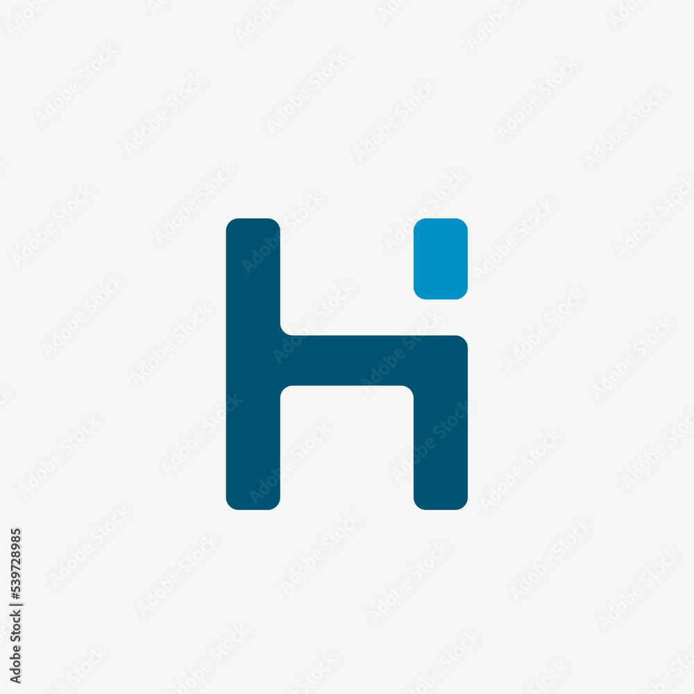Letter H monogram logo signature icon. Abstract alphabet initial isolated on light backgrond. Lettering sign. Modern design, minimalist, web, tech style character. Geometric typography.