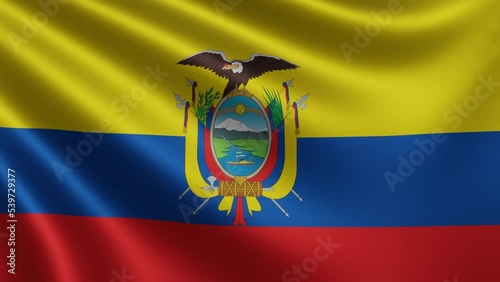 Ecuadorian flag in the wind closeup, the national flag of Ecuador flutters in 3d, in 4k resolution. High quality 4k footage
