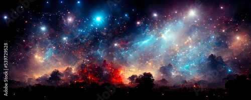 Colorful abstract wallpaper texture background illustration, Universe and time travel between stars and planets © Ivan Traimak