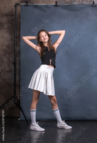 Studio portrait of a young teen girl