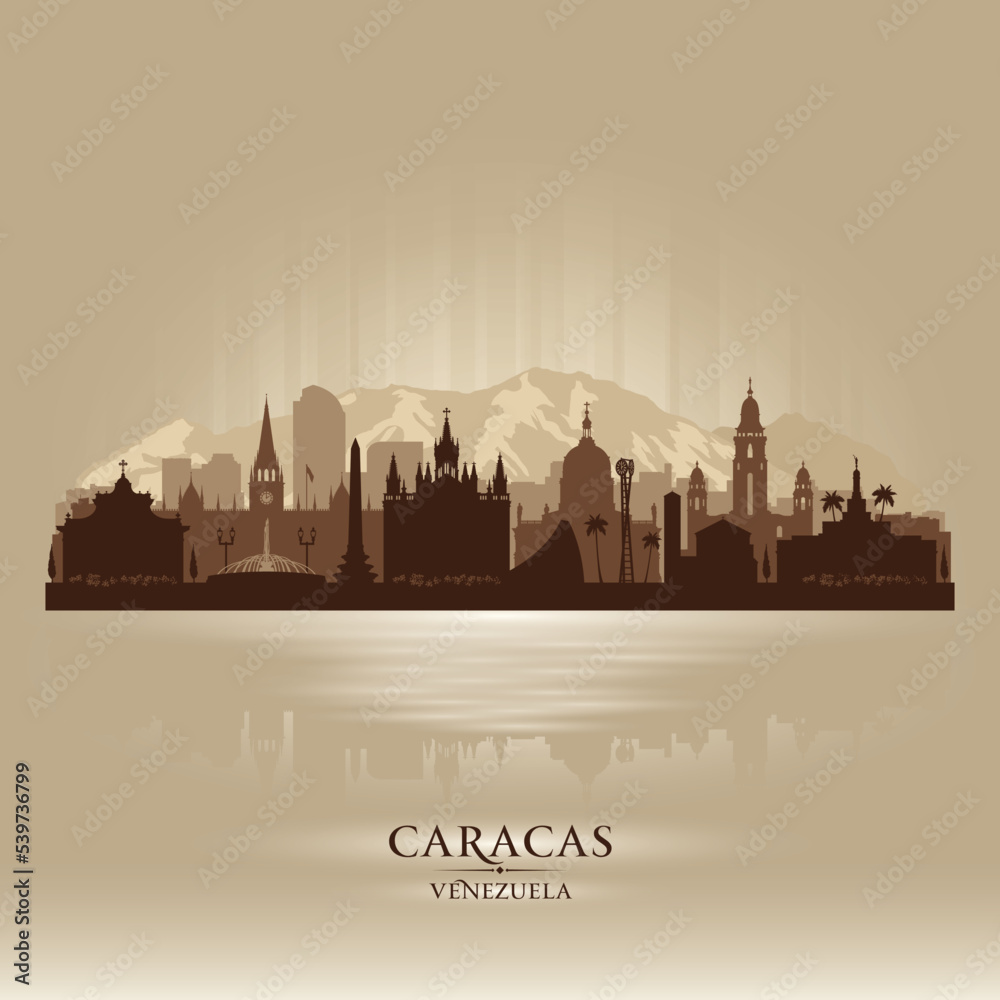 Caracas Venezuela city skyline vector silhouette