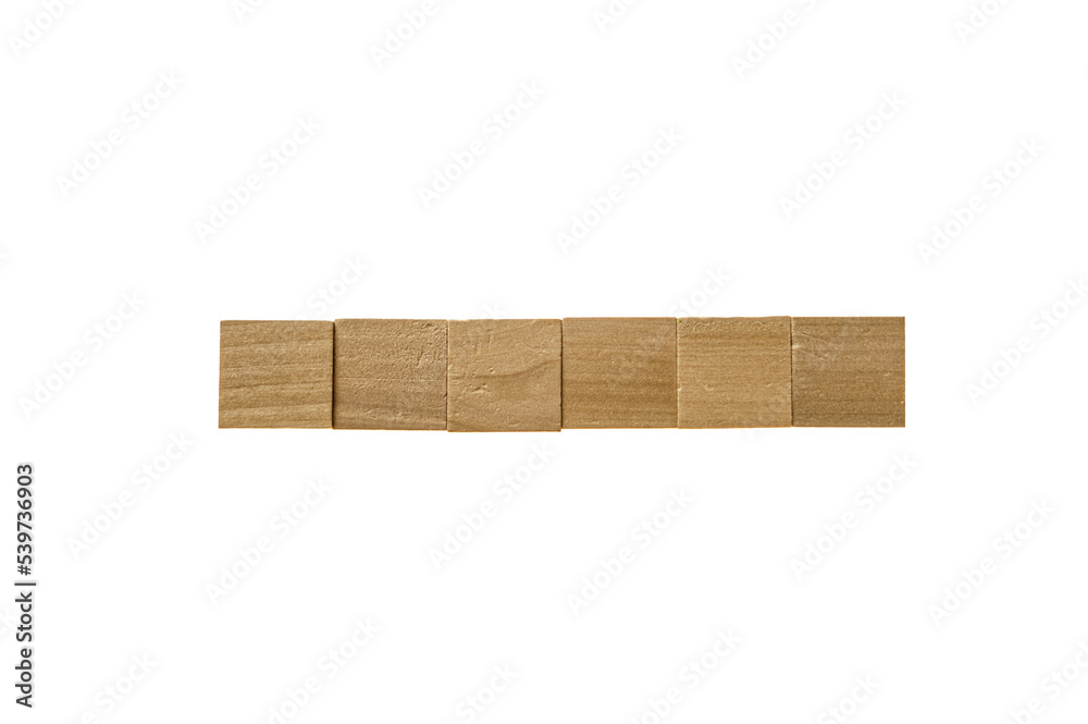 6 wooden blocks with space for letters on white background 6 wooden blocks with space for letters on white background