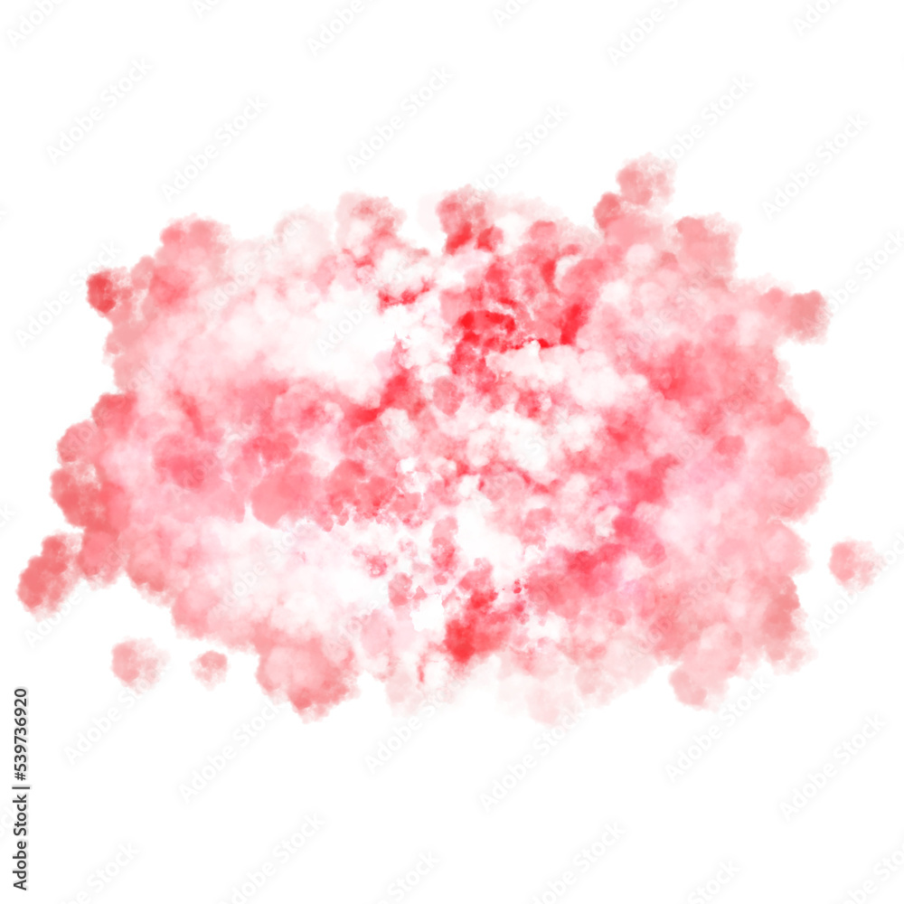 Abstract soft aesthetic red watercolor painting illustration of clouds element. Minimalist colorful art background. transparent background PNG file