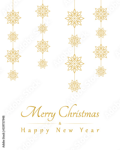 Christmas snowflakes elements greeting card on white background, girlande