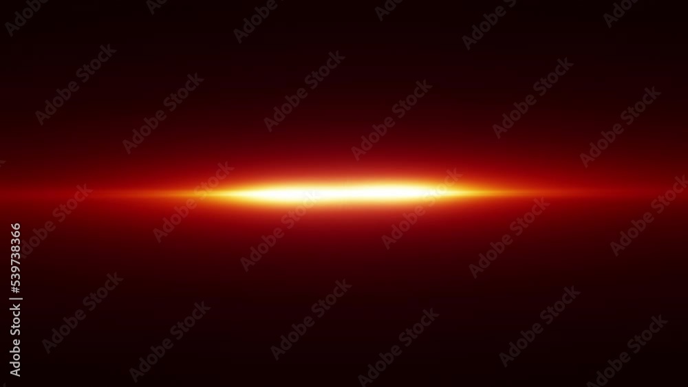 Loop optical flares glow orange red optical shine rays  converge at center on black abstract background Footage for cinematic trailer  