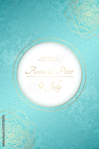 Wedding banner with mint leather texture
