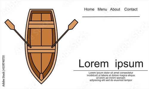 Wooden boat icon. Flat illustration