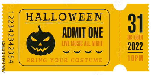 Halloween ticket for party, 31 october, vintage style