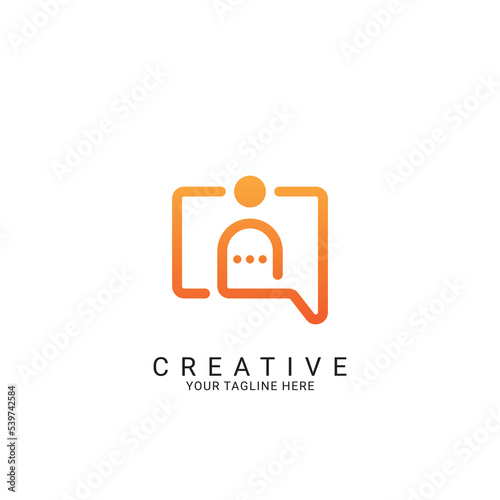 People chat logo design. Client support, customer service creative symbol concept.