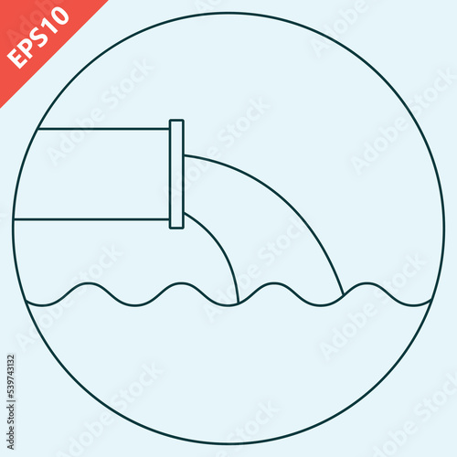 hand drawn water pollution from industry.dirty waste water in the sea design vector icon flat isolated illustration