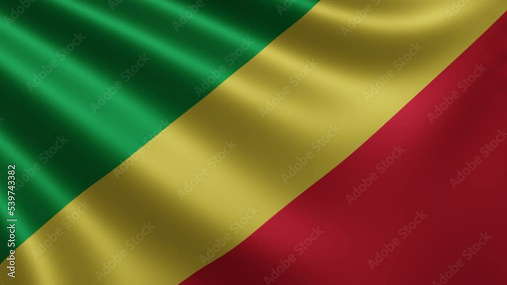 Flag Republic of the Congo in the wind close-up, the national flag of the Republic of the Congo in 3d, in 4k resolution. High quality 4k footage Flag Republic of the Congo in the wind close-up, the national flag of the Republic of the Congo in 3d, in 4k resolution. High quality 4k footage