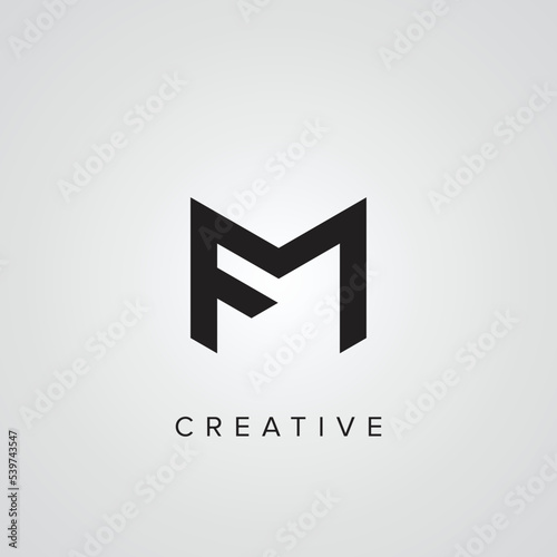 Abstract Letter MF FM Logo Design, Editable in Vector Format in Black and White Color