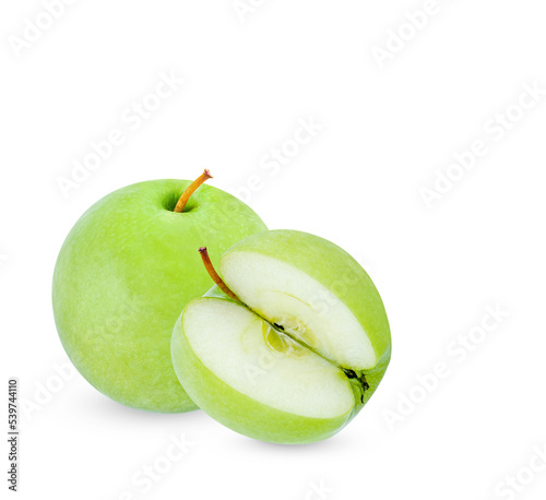 Fresh green apple isolated on transparent background. (.PNG)