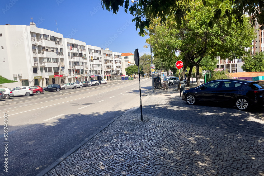 Empty road in the Almada district of Lisbon