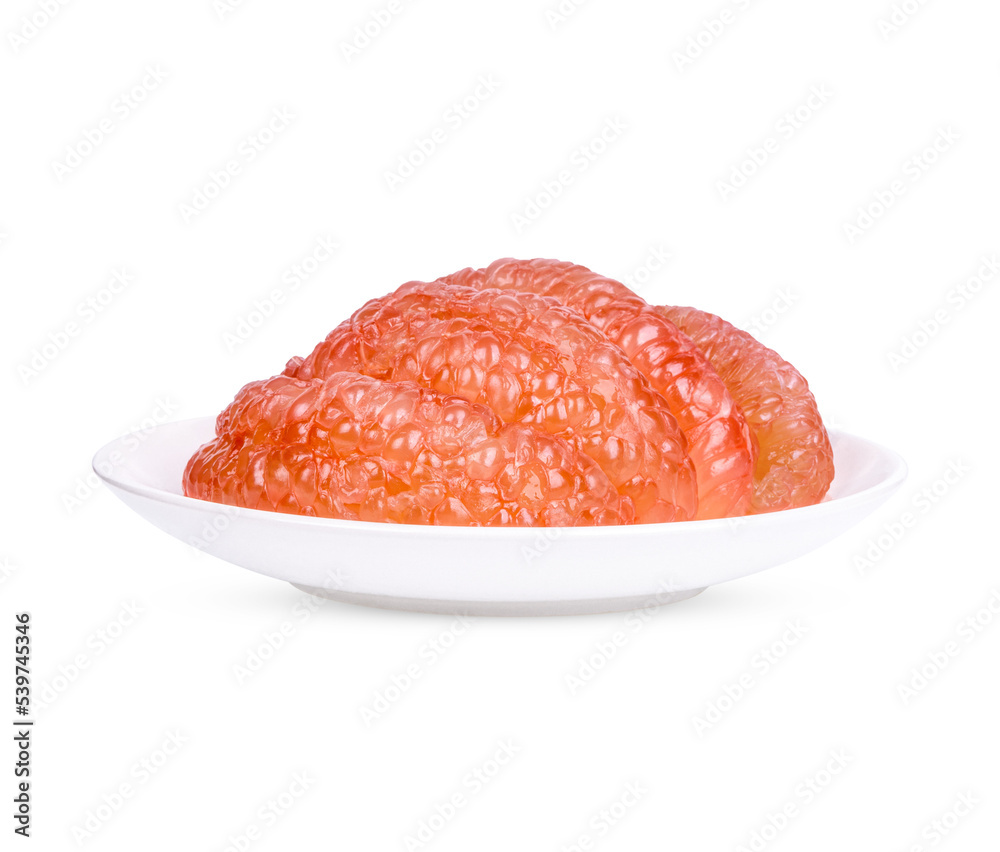 Pummelo peeled in a white plate isolated on transparent background (.PNG) Pummelo peeled in a white plate isolated on transparent background (.PNG)