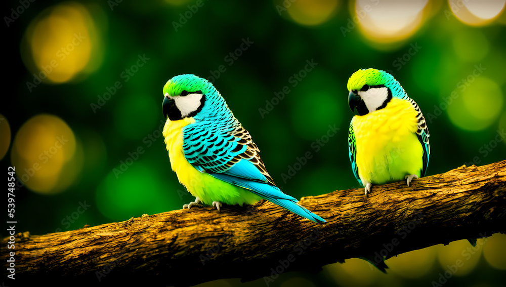 Obraz premium beautiful Budgerigar bird on a tree branch