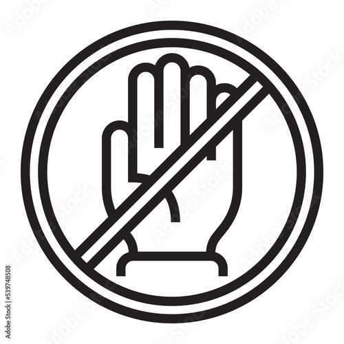 Do not touch hand icon. Stop or forbidden line sign vector illustration