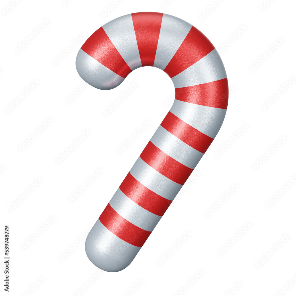 Candy cane silver and red glitter christmas 3d rendering Happy New Year decoration element Candy cane silver and red glitter christmas 3d rendering Happy New Year decoration element