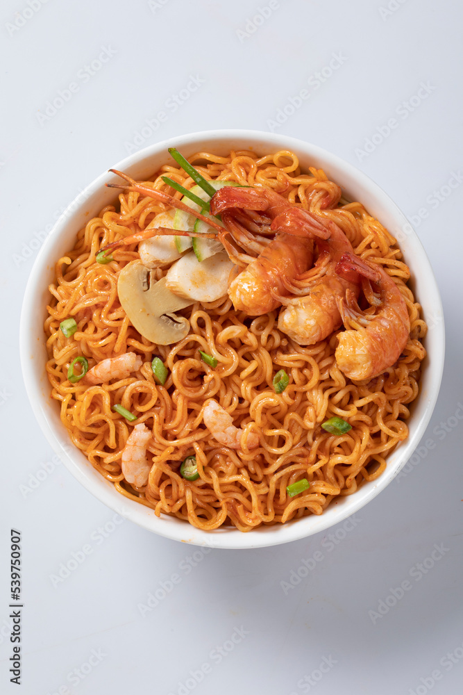plane, chicken, egg, beef, prawn instant noddle's isolated on white background for design or packaging plane, chicken, egg, beef, prawn instant noddle's isolated on white background for design or packaging