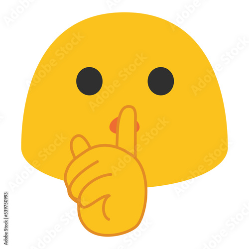 Shushing face vector emoji label design. Isolated Face with Finger Covering Closed Lips symbol sign.