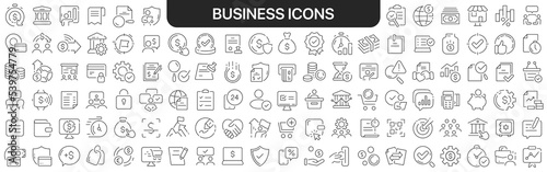 Business icons collection in black. Icons big set for design. Vector linear icons