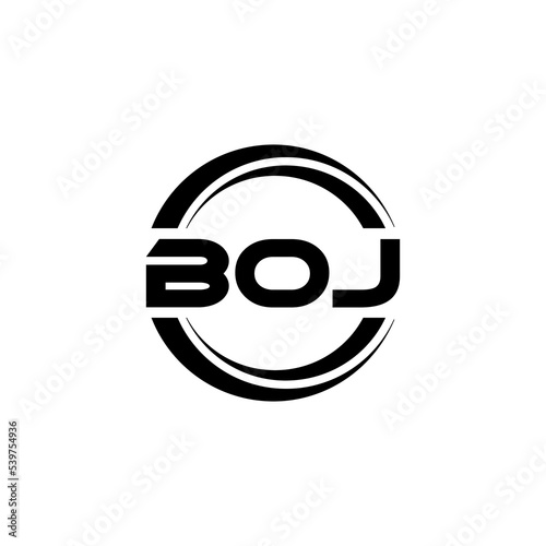 BOJ letter logo design with white background in illustrator, vector logo modern alphabet font overlap style. calligraphy designs for logo, Poster, Invitation, etc.