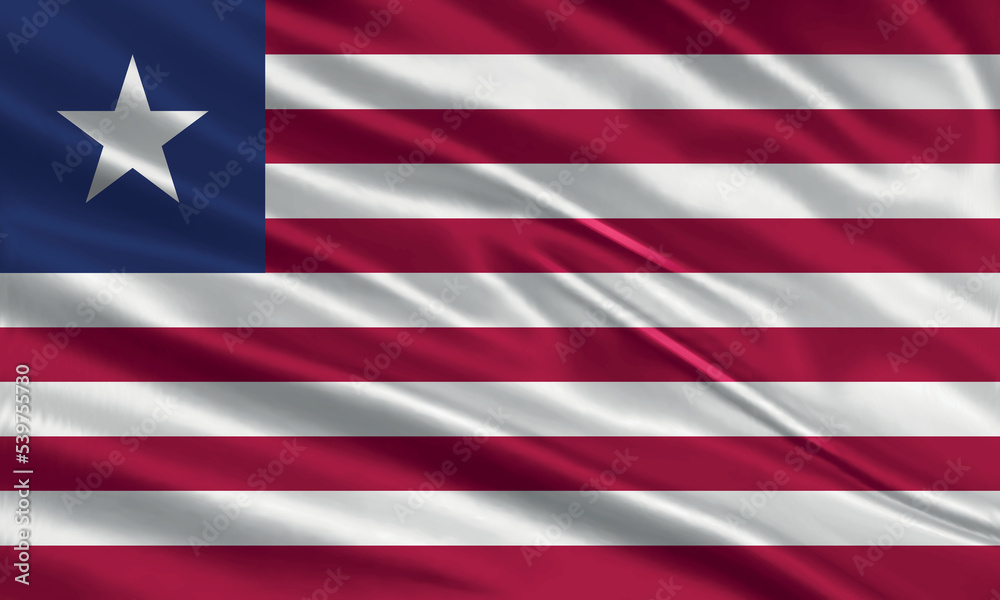 Liberia flag design. Waving Liberia flag made of satin or silk fabric. Vector Illustration. Liberia flag design. Waving Liberia flag made of satin or silk fabric. Vector Illustration.