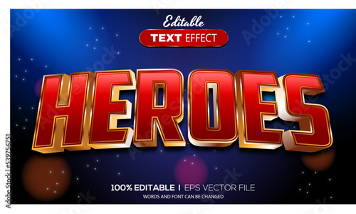 3D heroes text effect - Editable text effect
