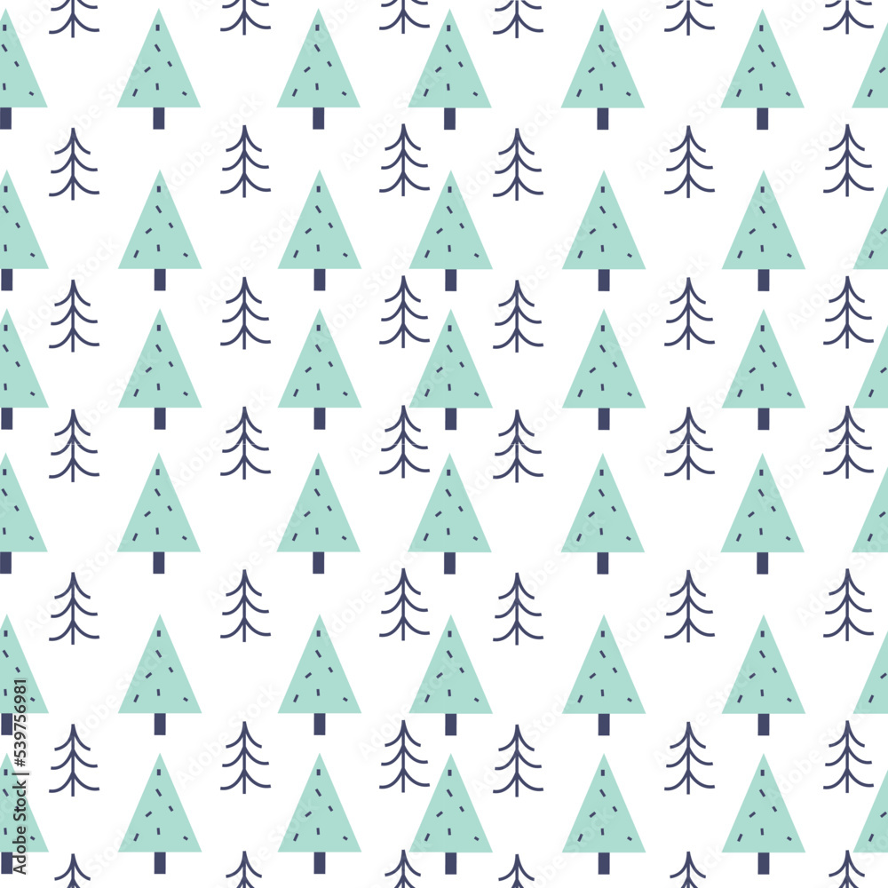 Nature pattern, plants.  Christmas tree and tree. Vector