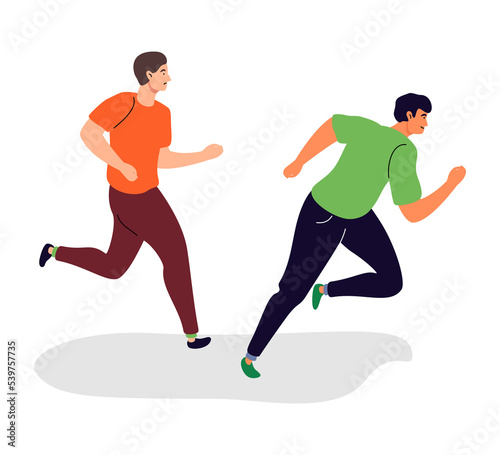 Boys running - colorful flat design style illustration © Boyko.Pictures