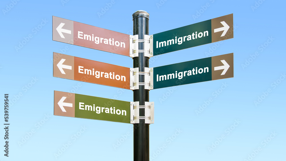 Fototapeta premium Street Sign Emigration versus Immigration
