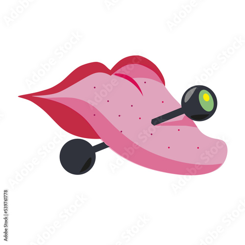 vector pink and tender tongue with piercing