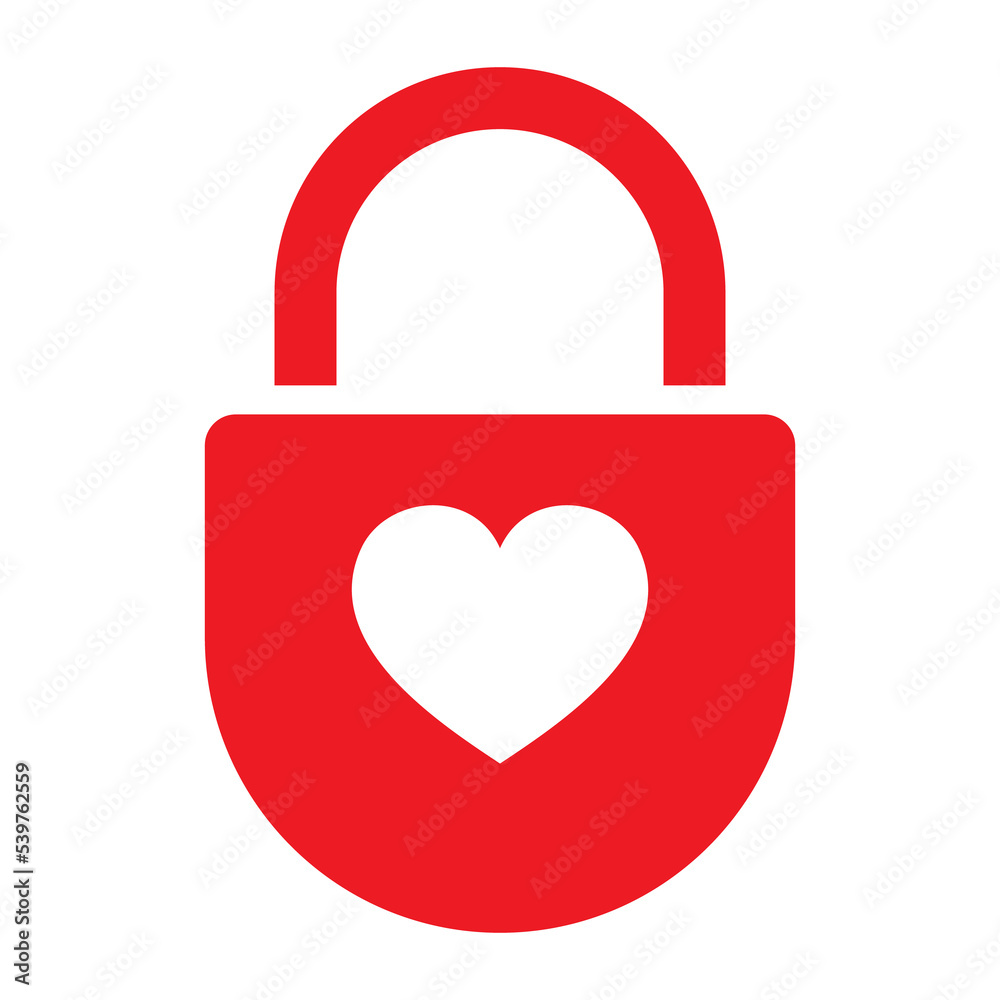 Heart lock icon. Locked heart shape lock illustration Heart lock icon. Locked heart shape lock illustration