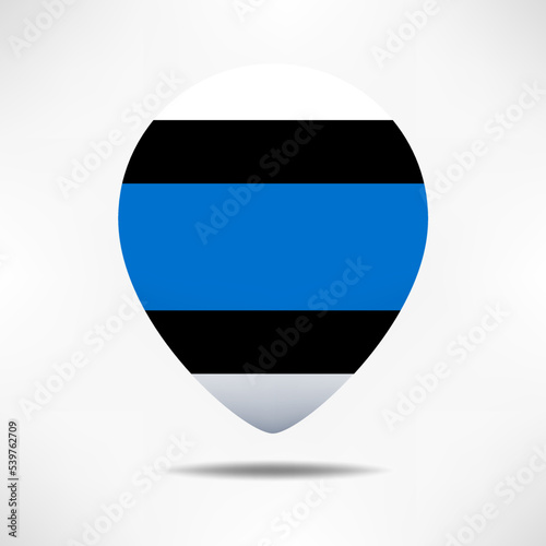 Estonia map pointers flag with shadow. Pin flag