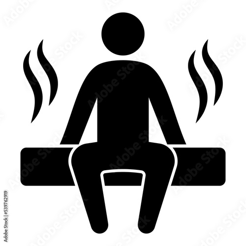 Man in sauna silhouette icon. Sauna Room illustration.