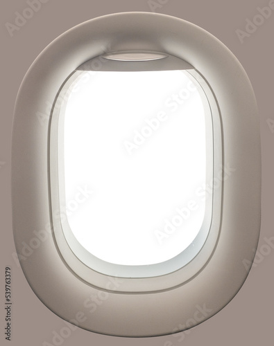 aeroplane window with clear background from a big airplane airline jet