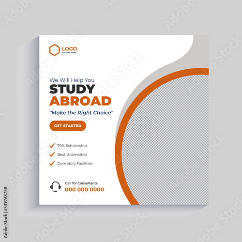 Study Abroad social media post or education square banner template