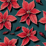 A seamless pattern of Poinsettia, Christmas plant, decoration pattern for wrapping, cards