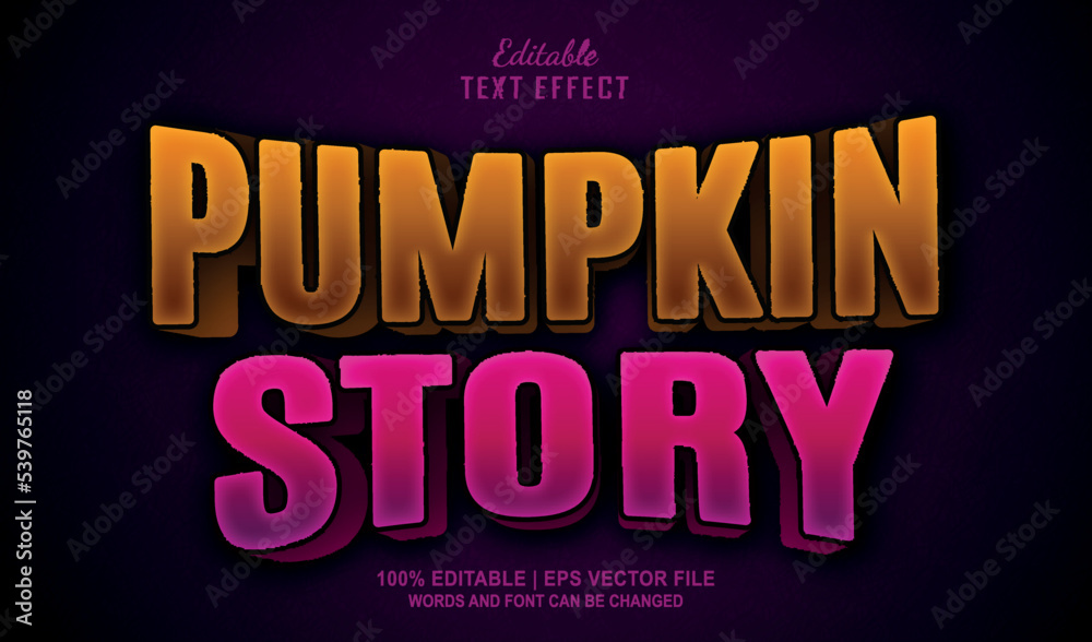 Pumpkin story editable text effect style
