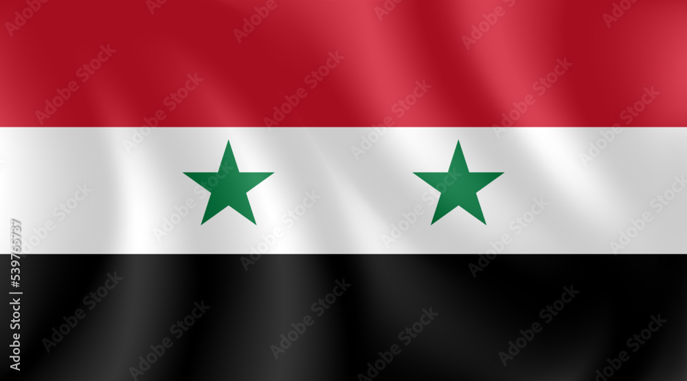 National flag of Syria with imitation of light waves on the fabric. Vector stock illustration National flag of Syria with imitation of light waves on the fabric. Vector stock illustration