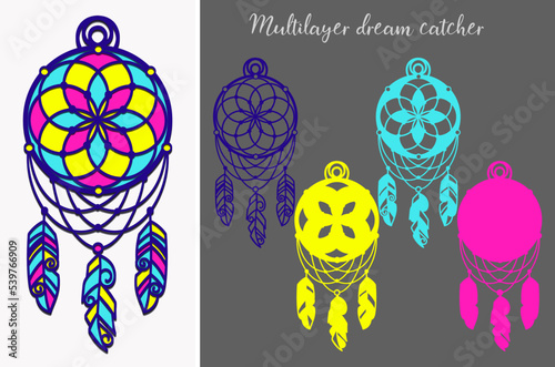 Dreamcatcher, layered craft. Template for cutting and application