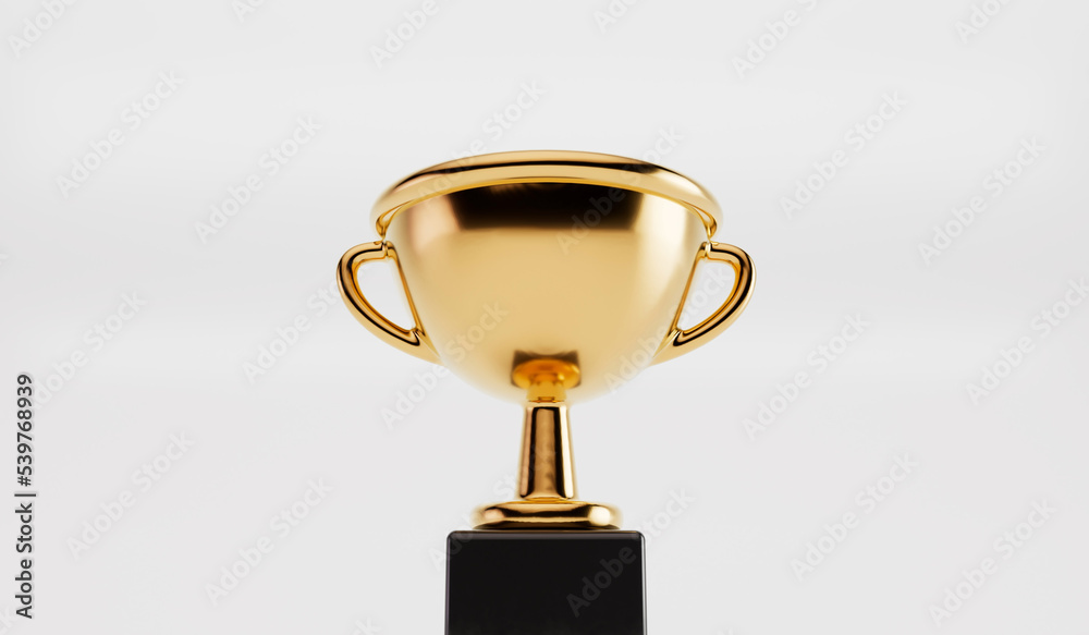 Gold winners trophy isolated on a plain background. competition award. 3D Rendering Gold winners trophy isolated on a plain background. competition award. 3D Rendering