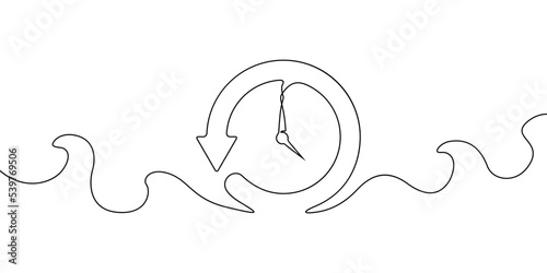 History line drawn symbol. Continuous line back up time icon. Vector illustration