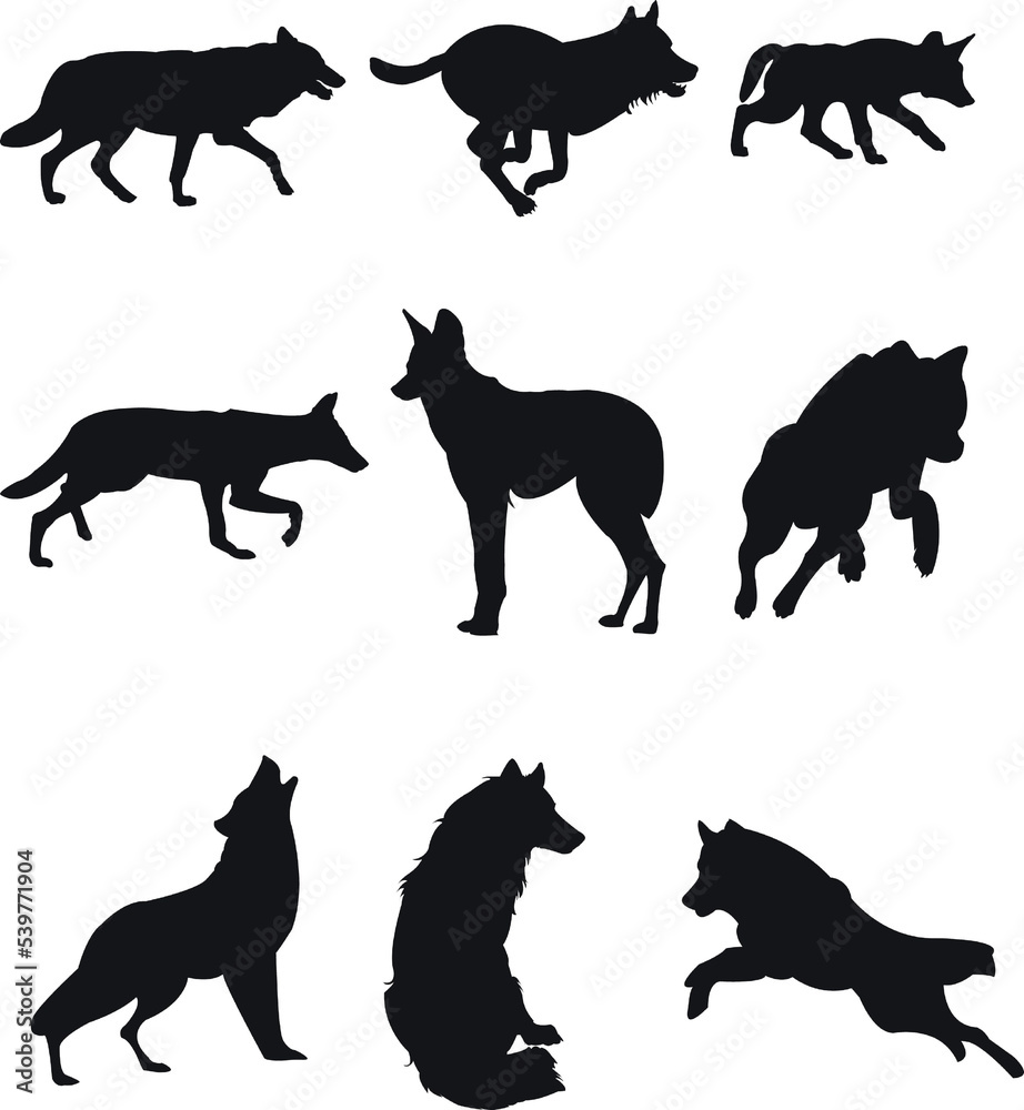silhouettes of dogs premium png