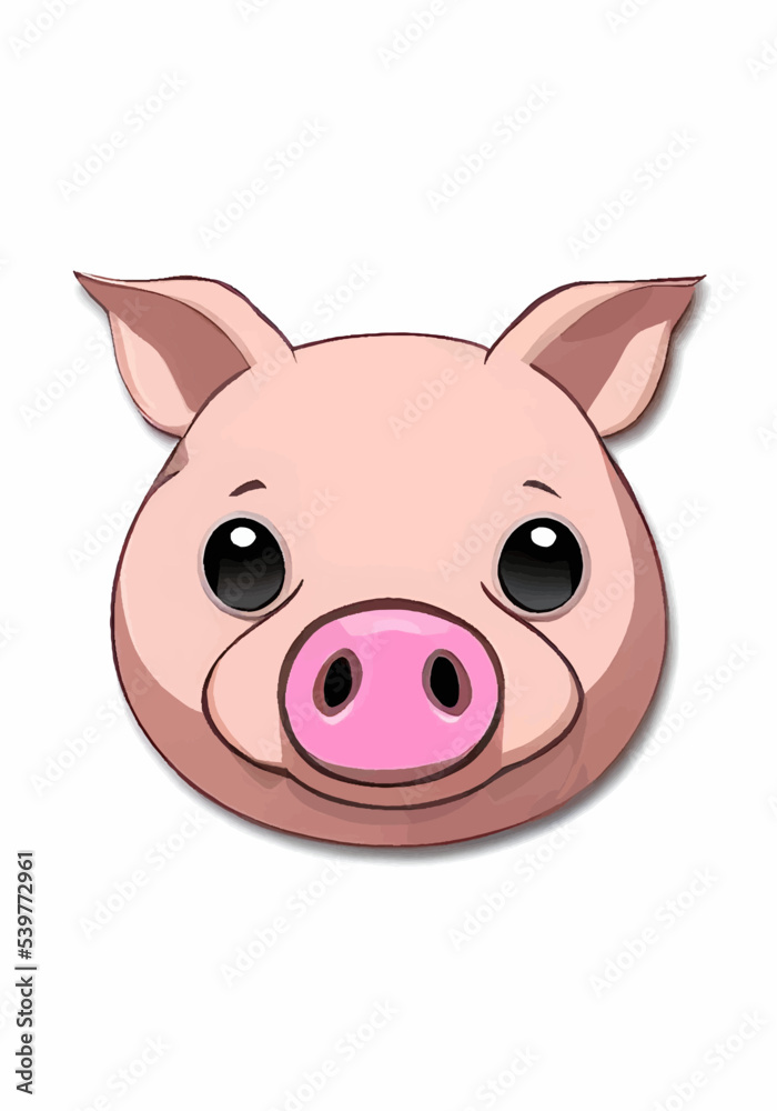 Pink Piggy in vector illustration 