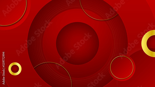 Abstract red and gold geometric background with circle