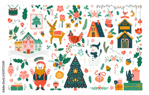 Merry Christmas cliparts collection isolated on background