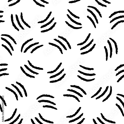 Paintbrush seamless repeat pattern in black and white. Vector illustration. Pattern for print, scrapbooking, textile, fashion, gift wrap and wallpaper.