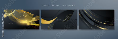 Abstract luxury black and gold background with golden lines