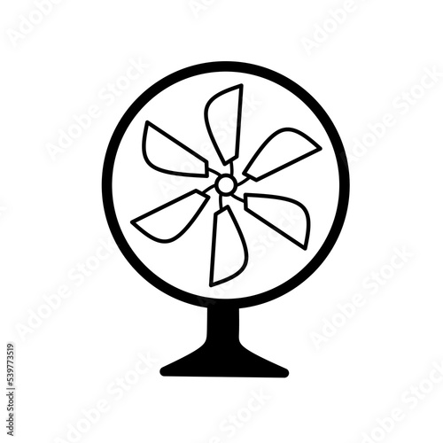 Vector of electric fan sign isolated on a white background. Icon for fan  propeller  wind  turbine  airflow and blower. 